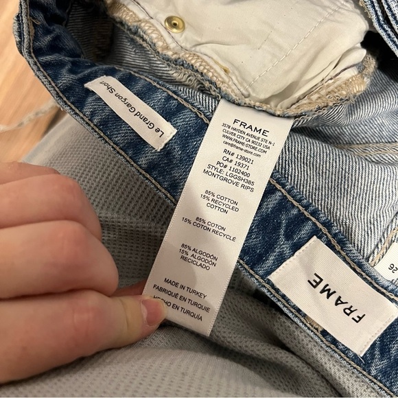 Frame Le Grand Garçon denim shorts in Montgrove Rips - Picture 6 of 9